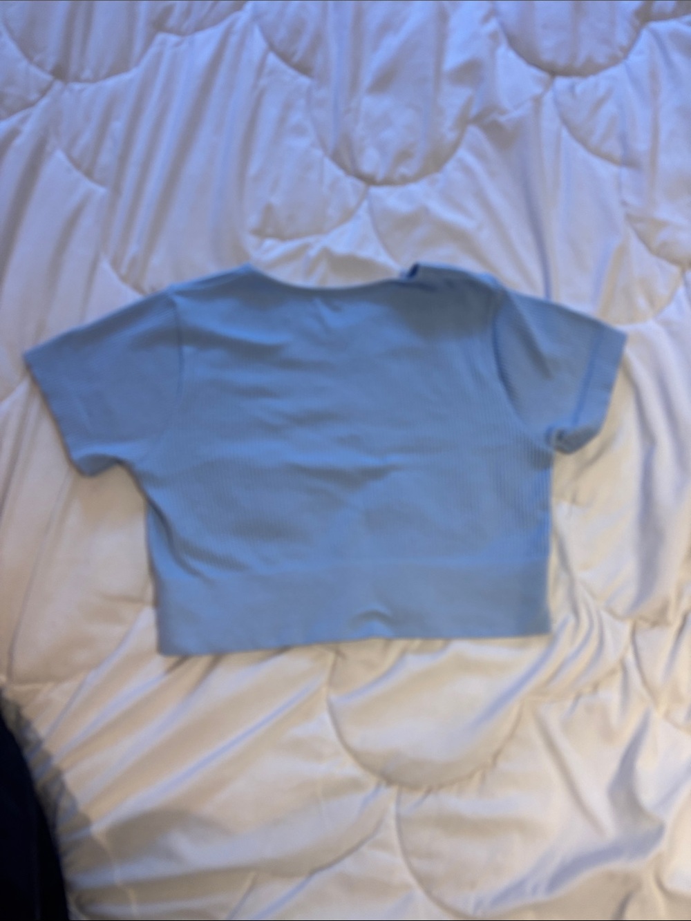 Garage Light Blue Ribbed Crop Tee